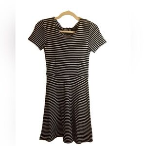 Womens Madewell Gallerist Black And White Striped Fit & Flare Midi Dress Size XS